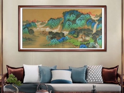 手绘无框画芯办公室挂画山水画家居客厅沙发背景墙装饰字画图2