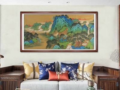 手绘无框画芯办公室挂画山水画家居客厅沙发背景墙装饰字画图3