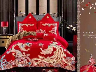 贡缎丝绸床盖款四件套婚庆系列图2